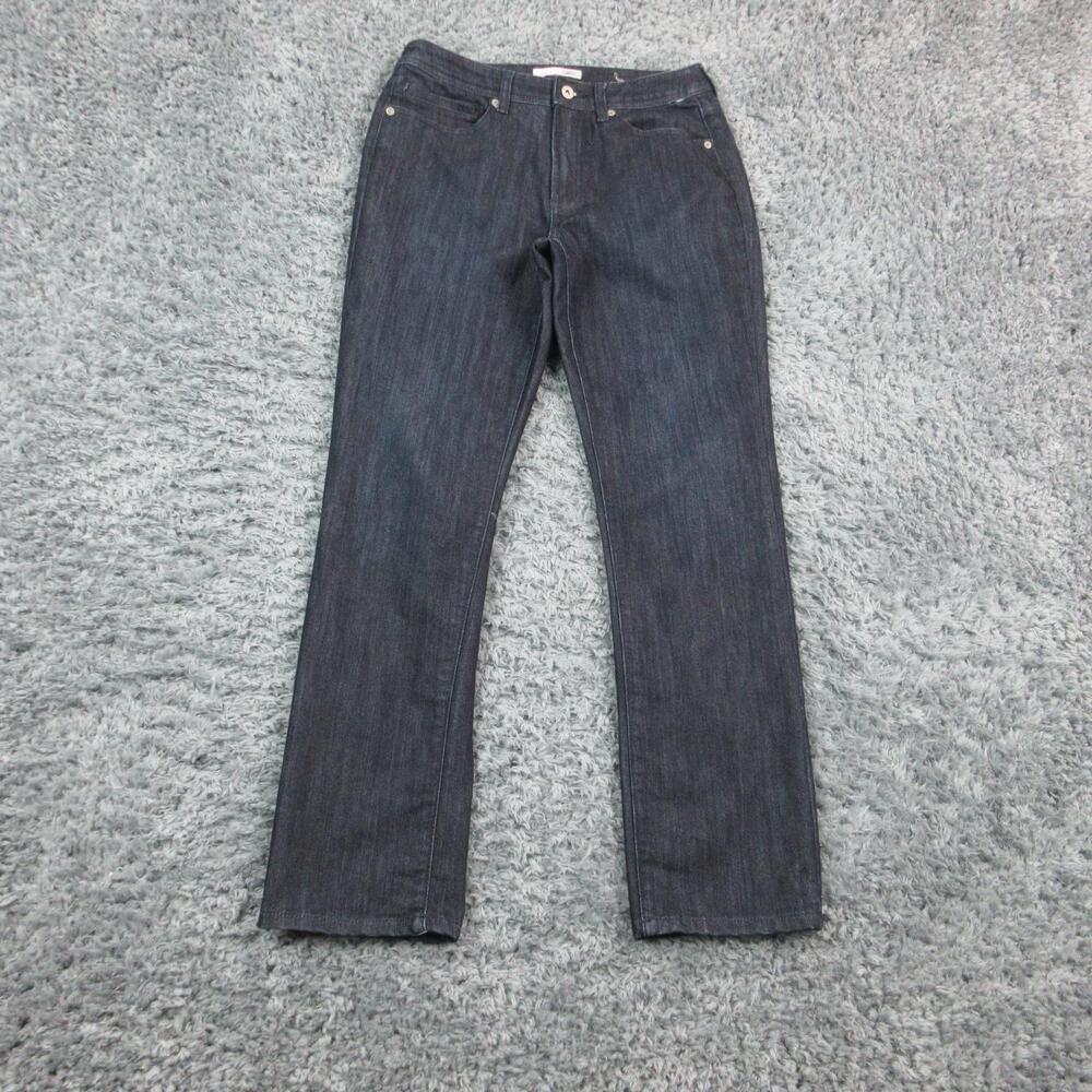 Chicos Platinum Jeans Womens 1 Regular Dark Wash Straight Leg Studded 30x29.5*